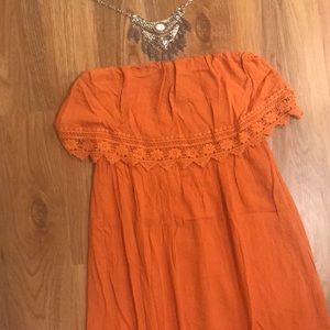 Orange Strapless Maxi Dress